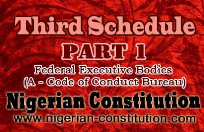 Schedule 3 Part 1 Federal Executive Bodies A